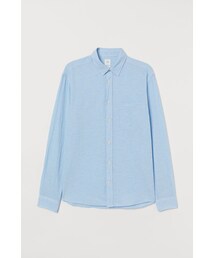H&M - レギュラーフィット リネンブレンドシャツ - ブルー