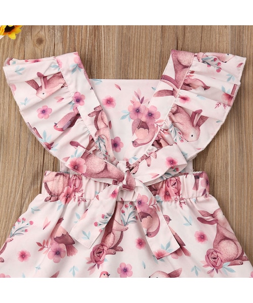 no brand（ノーブランド）の「kids 子供 ワンピ ワンピース ピンク フリル うさちゃん 春 かわいい りぼん 女の子 子供服 こども イースター（ワンピース・レディース・その他）」の5枚目の写真