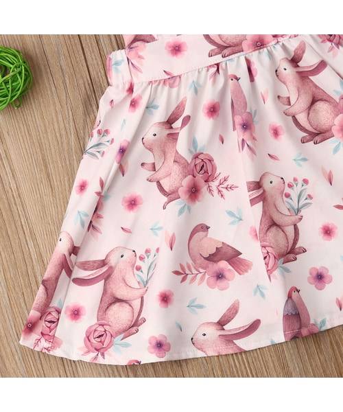 no brand（ノーブランド）の「kids 子供 ワンピ ワンピース ピンク フリル うさちゃん 春 かわいい りぼん 女の子 子供服 こども イースター（ワンピース・レディース・その他）」の3枚目の写真