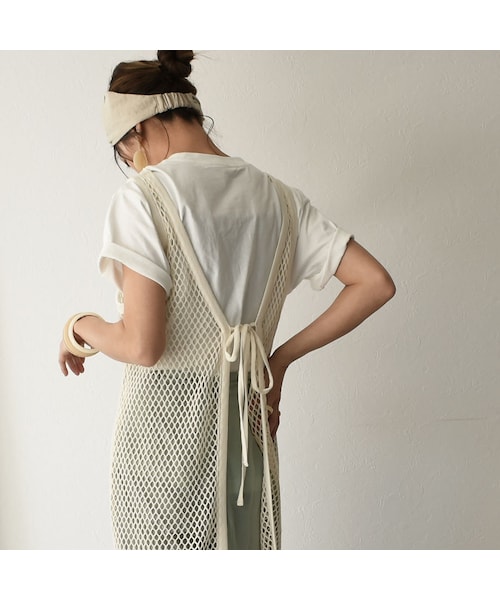 Lavish Gate（ラヴィッシュゲート）の「onepiece-04015　日本製　メッシュネット　2way エプロンワンピース　エクリュ（ワンピース・レディース・その他）」の5枚目の写真