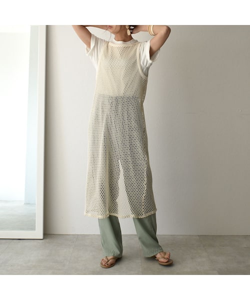 Lavish Gate（ラヴィッシュゲート）の「onepiece-04015　日本製　メッシュネット　2way エプロンワンピース　エクリュ（ワンピース・レディース・その他）」の3枚目の写真