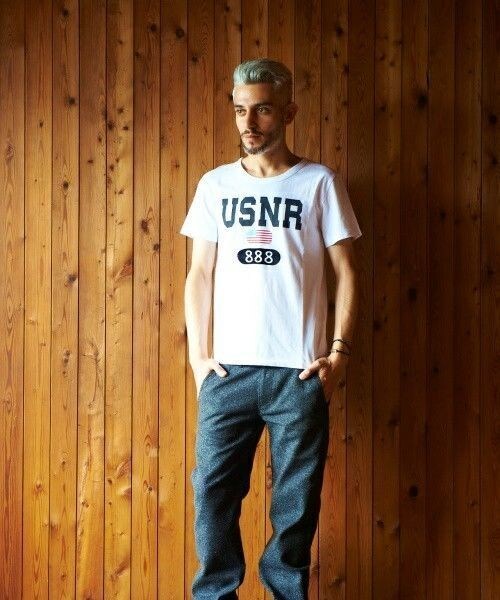 NOT RIGID（ノットリジット）の「NOT RIGID/USNR Tee（Tシャツ/カットソー・メンズ・ホワイト/ネイビー・MEDIUM/LARGE）」の2枚目の写真