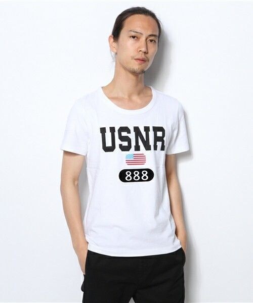 NOT RIGID（ノットリジット）の「NOT RIGID/USNR Tee（Tシャツ/カットソー・メンズ・ホワイト/ネイビー・MEDIUM/LARGE）」の11枚目の写真