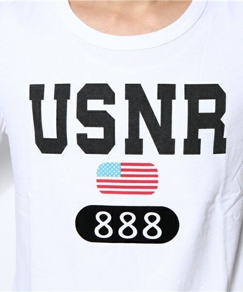 NOT RIGID（ノットリジット）の「NOT RIGID/USNR Tee（Tシャツ/カットソー・メンズ・ホワイト/ネイビー・MEDIUM/LARGE）」の8枚目の写真