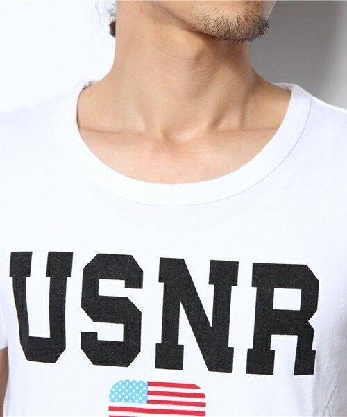 NOT RIGID（ノットリジット）の「NOT RIGID/USNR Tee（Tシャツ/カットソー・メンズ・ホワイト/ネイビー・MEDIUM/LARGE）」の6枚目の写真