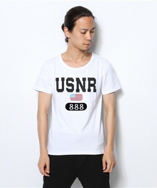 NOT RIGID（ノットリジット）の「NOT RIGID/USNR Tee（Tシャツ/カットソー・メンズ・ホワイト/ネイビー・MEDIUM/LARGE）」の3枚目の写真