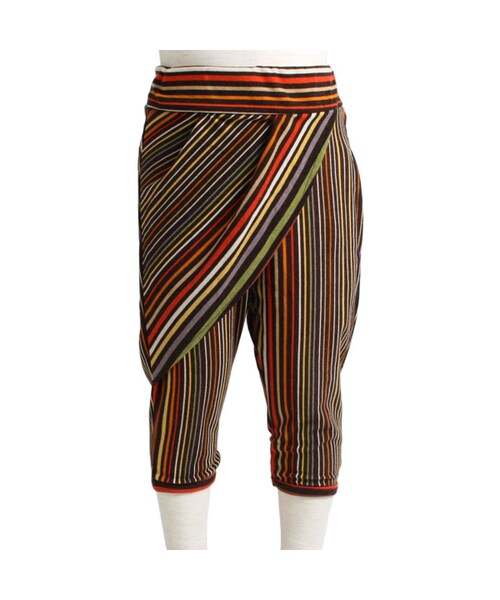 One deux boo(ワンドゥーブー)の「八分丈パンツ(ストライプニット)(パンツ・キッズ・ブラウン・XS(80~90cm)/S(100~110cm)/M(120~130cm)/L(140~150cm))」の2枚目の写真