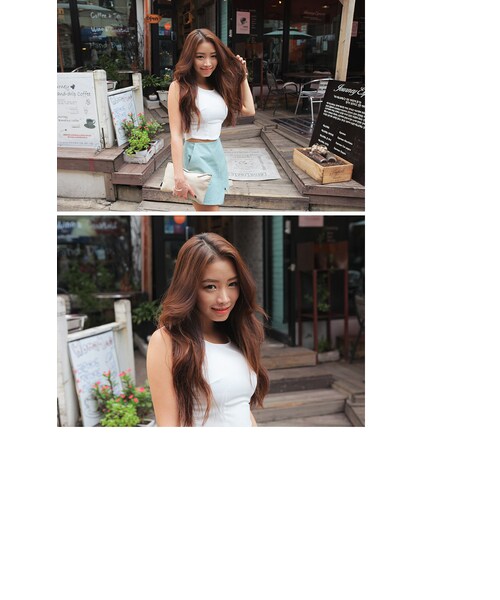 STYLENANDA(スタイルナンダ)の「後ジッパーノースリーブスリムクロップドトップス(トップス・レディース・ホワイト/カーキ/ブラック・フリーサイズ)」の19枚目の写真