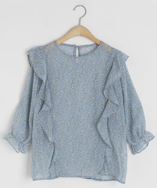 DHOLIC（ディーホリック）の「フリルフローラルブラウス（シャツ/ブラウス・レディース・ブラック/ピンク/ホワイト/ブルー・FREE）」の3枚目の写真