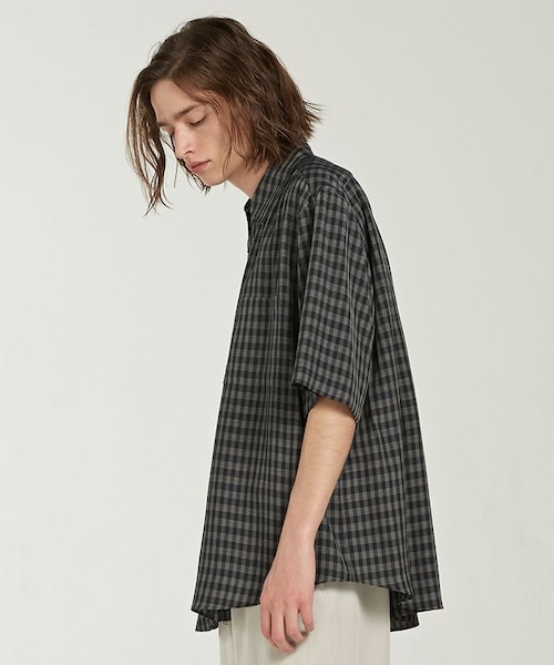 LIDNM（リドム）の「RIOPELE CHECK SHIRT（シャツ/ブラウス・メンズ・ブルー系・MEDIUM/LARGE）」の2枚目の写真