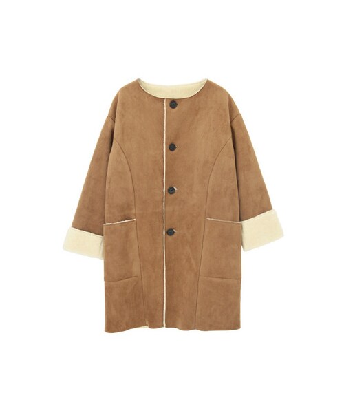KBF（ケイビーエフ）の「フェイクムートンコート（ジャケット/アウター・レディース・GRAYGE/CAMEL/BROWN・one）」の2枚目の写真