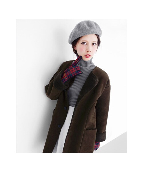 KBF（ケイビーエフ）の「フェイクムートンコート（ジャケット/アウター・レディース・GRAYGE/CAMEL/BROWN・one）」の6枚目の写真