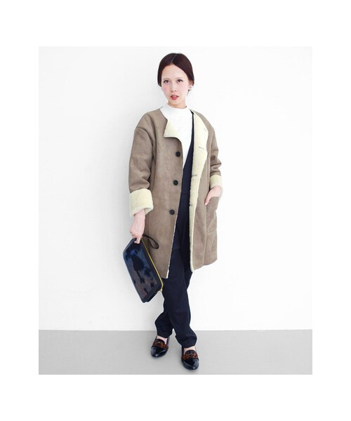 KBF（ケイビーエフ）の「フェイクムートンコート（ジャケット/アウター・レディース・GRAYGE/CAMEL/BROWN・one）」の10枚目の写真