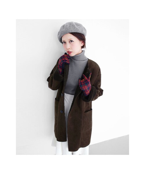 KBF（ケイビーエフ）の「フェイクムートンコート（ジャケット/アウター・レディース・GRAYGE/CAMEL/BROWN・one）」の5枚目の写真