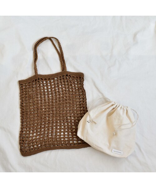 Lavish Gate（ラヴィッシュゲート）の「nh-bag2-02493　フィッシュネット スクエアトートバッグ　巾着付き　ブラウン（トートバッグ・レディース・その他）」の7枚目の写真