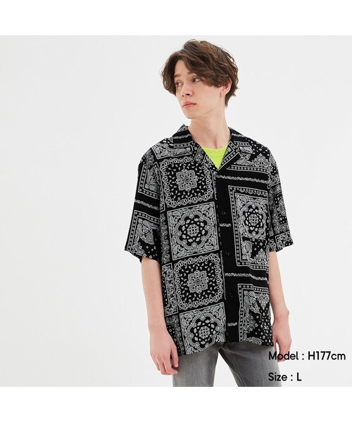 在庫超特価3XL 2枚セット　GU オープンカラーシャツ(5分袖)(バンダナ) シャツ