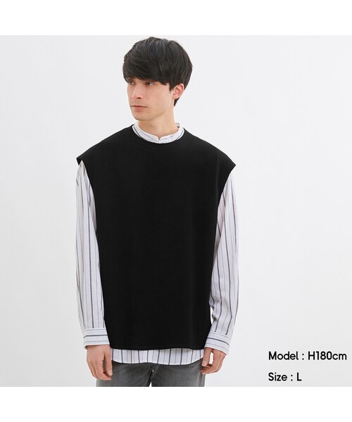 定価1万8,920円【美品】ジップアップ ベスト、クルーネック 高身長 Wジップハイネックニットベスト（トールサイズ）couler