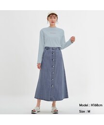 GU | デニムフロントボタンフレアスカートJN+X(スカート)