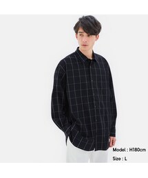 GU | ブロードオーバーサイズシャツ(長袖)(ホワイト）(トップス)