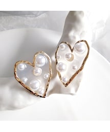 no brand（ノーブランド）の「埋め込みパール クリア ハート ♡ ピアス