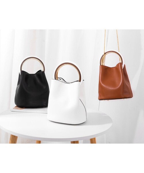no brand（ノーブランド）の「ラウンドリング ハンド バケット バッグ・ホワイト（ハンドバッグ・レディース・その他）」の10枚目の写真
