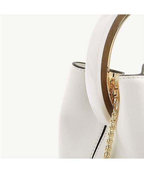 no brand（ノーブランド）の「ラウンドリング ハンド バケット バッグ・ホワイト（ハンドバッグ・レディース・その他）」の8枚目の写真