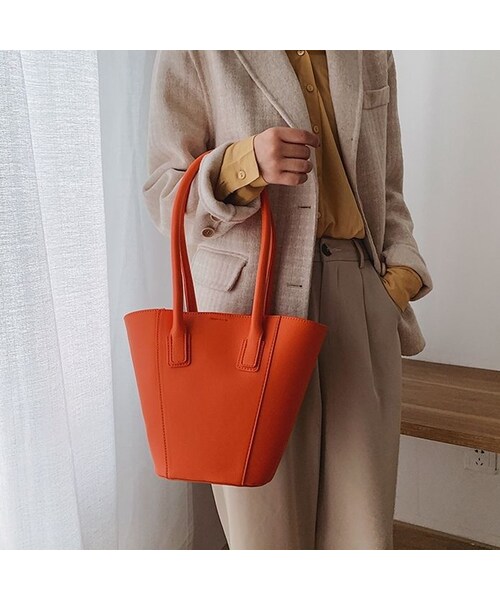 No Brand ノーブランド の Basic ショルダー ハンド バッグ オレンジ ハンドバッグ Wear
