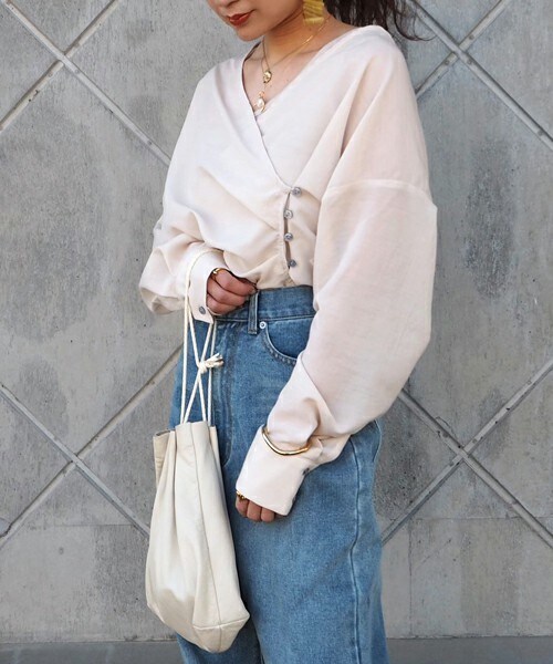 LAULEN(ローレン)の「sheer cachecoeur blouse(シャツ/ブラウス・レディース・エクリュ/イエロー/パープル・FREE)」の1枚目の写真