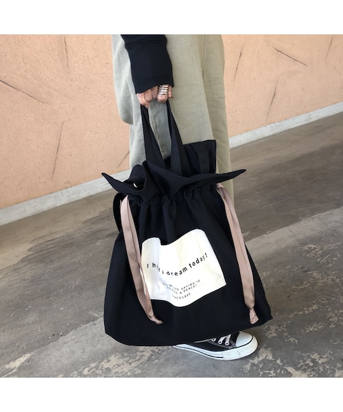 copine（コピン）の「ロゴポケット巾着トートバッグ(2color)【クリックポスト対象商品】（トートバッグ・レディース・その他）」の9枚目の写真