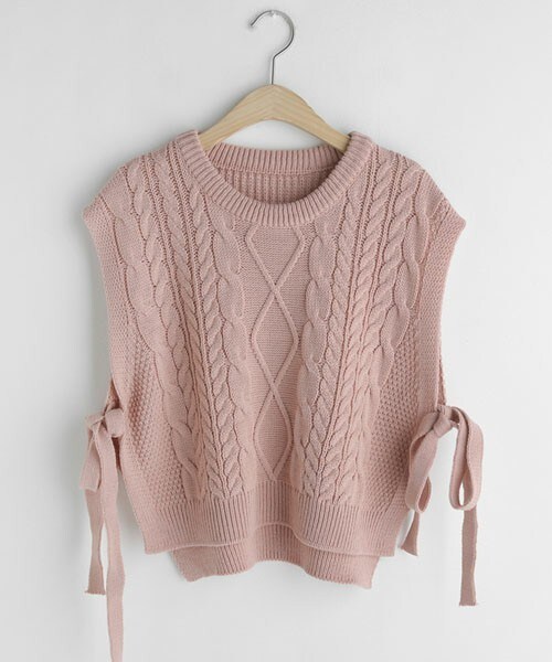 DHOLIC（ディーホリック）の「サイドリボンベスト（ベスト・レディース・ベージュ/ピンク/その他・FREE）」の2枚目の写真