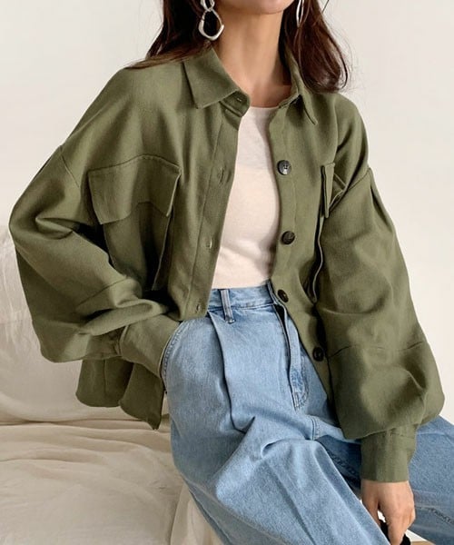 DHOLIC（ディーホリック）の「フラップポケットシャツジャケット（その他アウター・レディース・ホワイト/グリーン/ブラック・FREE）」の3枚目の写真