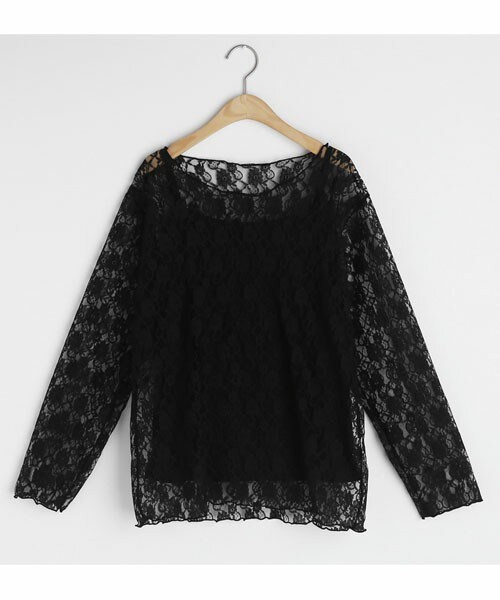 DHOLIC（ディーホリック）の「キャミ付ボートネックレースブラウス（シャツ/ブラウス・レディース・ホワイト/ブラック・FREE）」の2枚目の写真