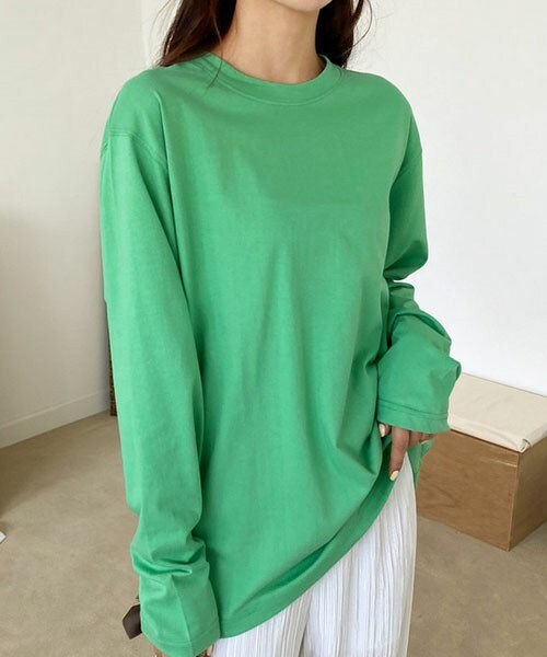 DHOLIC(ディーホリック)の「ルーズフィットTシャツ(Tシャツ/カットソー・レディース・グリーン/ホワイト/ベージュ/パープル/その他/ブルー/ブラック・FREE)」の1枚目の写真