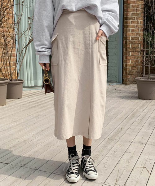 DHOLIC(ディーホリック)の「ポケットスリットスカート(スカート・レディース・ベージュ/ブルー/ピンク・FREE)」の1枚目の写真