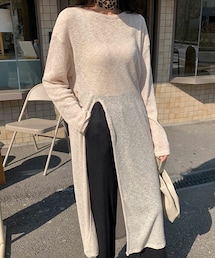 DHOLIC | シアースリットロングニット(ニット/セーター)