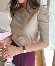 DHOLIC | ギャザーハーフスリーブTシャツ(Tシャツ/カットソー)