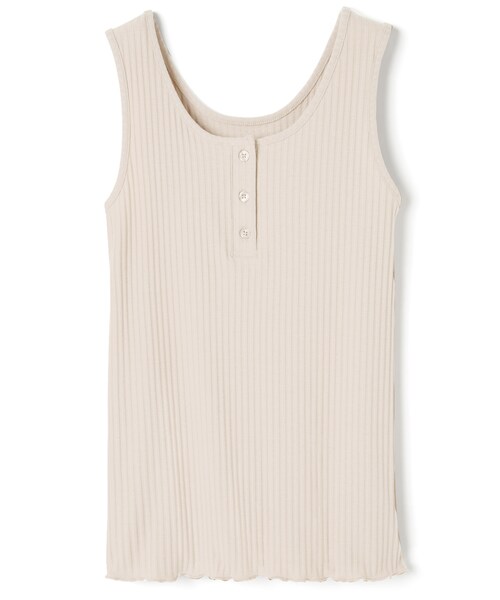 GRL（グレイル）の「ヘンリーネックテレコメロウタンクトップ（タンクトップ・レディース・ブラウン/アイボリー・M）」の2枚目の写真