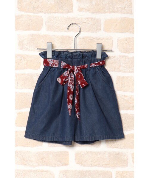 ikka（イッカ）の「【先行予約】【キッズ】スカーフベルト付きデニムキュロット（120~160cm）（パンツ・キッズ・ブルー/ネイビー・１２０/１３０/１４０/１５０/１６０）」の2枚目の写真