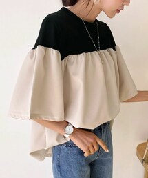 DHOLIC | コントラストフレアブラウス(シャツ/ブラウス)
