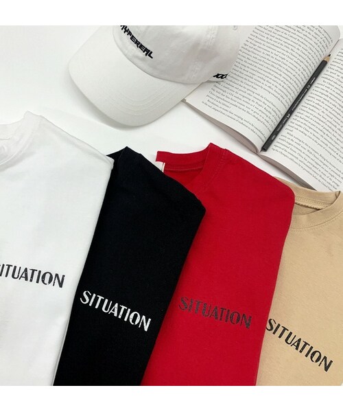 HOTPING(ホッピン)の「SITUATIONバックプリントTシャツ(Tシャツ/カットソー・レディース・Black/White/Beige/Red・フリーサイズ)」の3枚目の写真