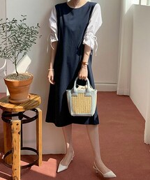 DHOLIC | 配色ドロストスリーブワンピース(ワンピース)
