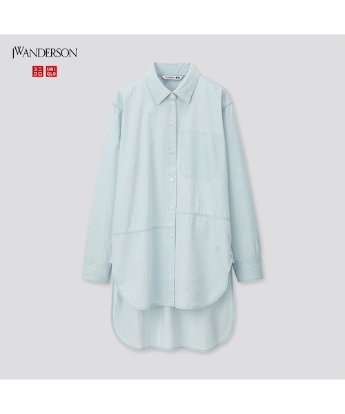 UNIQLO（ユニクロ）の「ロングシャツ（長袖）（シャツ/ブラウス・レディース・OFF WHITE 01/BLUE 67/BLUE 63・XS/XXL/S/L/M/XL）」の3枚目の写真