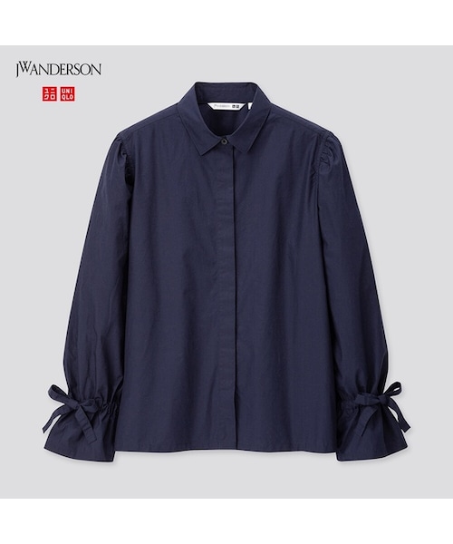 UNIQLO（ユニクロ）の「ギャザースリーブシャツ（長袖）（シャツ/ブラウス・レディース・LIGHT BLUE 60/NAVY 69/OFF WHITE 01・XL/M/XS/S/L/XXL）」の3枚目の写真
