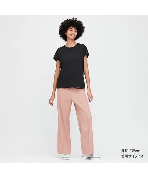 UNIQLO（ユニクロ）の「コットンリラックスフレンチスリーブT（半袖）（Tシャツ/カットソー・レディース・OLIVE 56/BROWN 36/GRAY 07/BLACK 09/WHITE 00/BEIGE 32/NATURAL 30・3XL/S/M/L/XXL/XS/XL）」の3枚目の写真