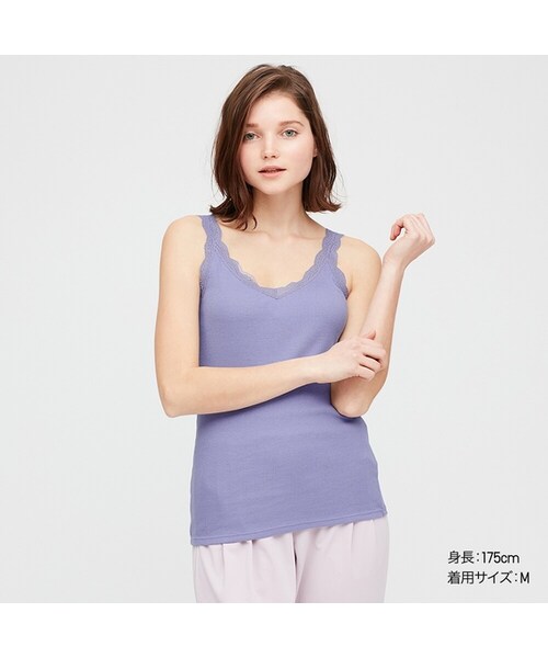UNIQLO（ユニクロ）の「2WAYリブレースタンクトップ（Tシャツ/カットソー・レディース・NAVY 69/BLUE 64/BLACK 09/LIGHT GRAY 02/PINK 10/WHITE 00/NATURAL 30・XL/S/M/3XL/XS/L/XXL）」の6枚目の写真