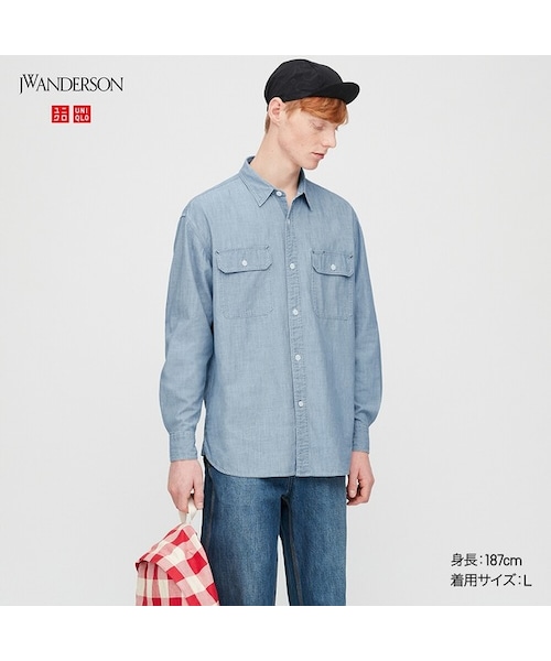 UNIQLO（ユニクロ）の「シャンブレーシャツ（長袖）（シャツ/ブラウス・メンズ・BLUE 64/BLUE 62/OFF WHITE 01・M/XL/XXL/L/XS/S）」の3枚目の写真