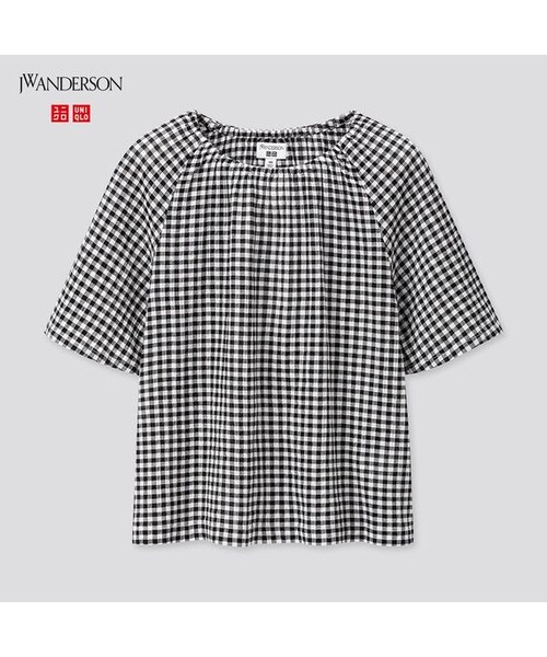 UNIQLO（ユニクロ）の「GIRLS ギャザーブラウス（半袖）（シャツ/ブラウス・キッズ・RED 15/BLACK 09・140/150/130/110/120）」の2枚目の写真