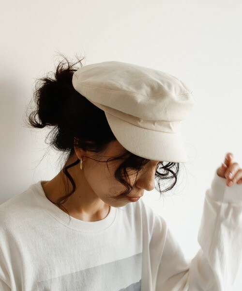 Auntie Rosa Holiday（アンティローザホリデー）の「リネンブレンドマリンキャップ（キャップ・レディース・ブラック/ホワイト・FREE）」の2枚目の写真