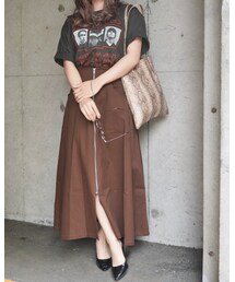 A.D.G | Front Zip A-line Long Skirt (brown)(スカート)