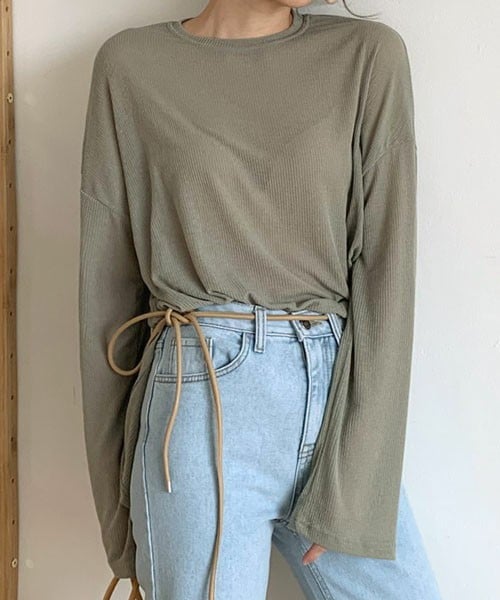 DHOLIC（ディーホリック）の「シースルールーズTシャツ（Tシャツ/カットソー・レディース・ベージュ/グリーン/ホワイト/ブラック/ピンク・FREE）」の4枚目の写真